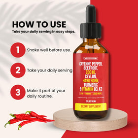 Gouttes de piment de cayenne Elite Goods ajoutées à un smoothie