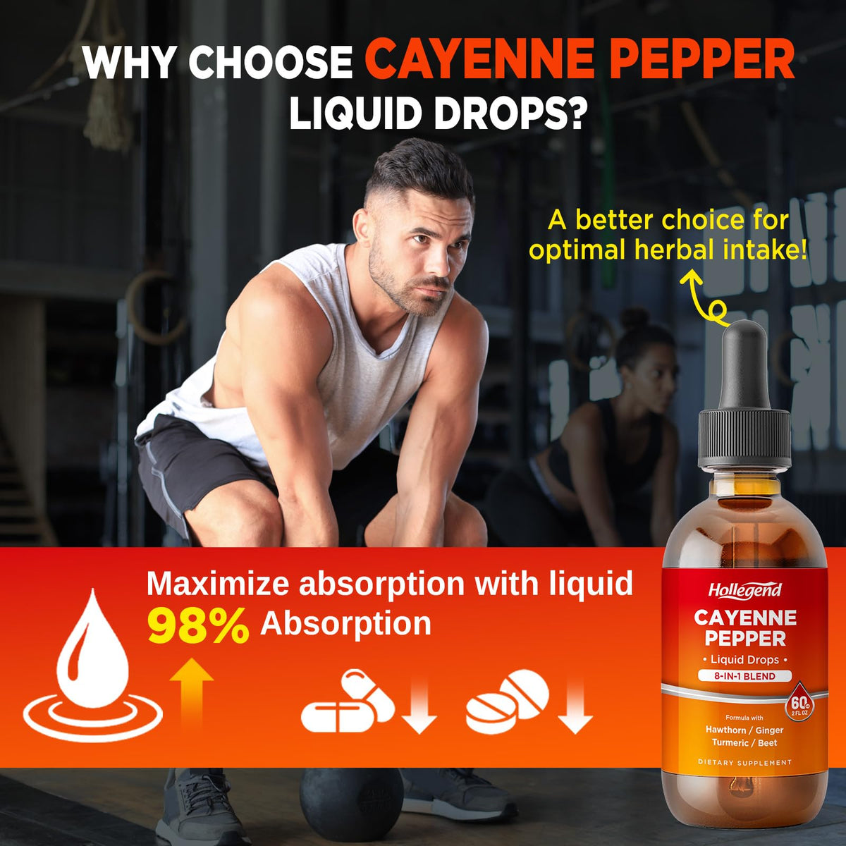 Gouttes de piment de cayenne HOLLEGEND avec citron frais