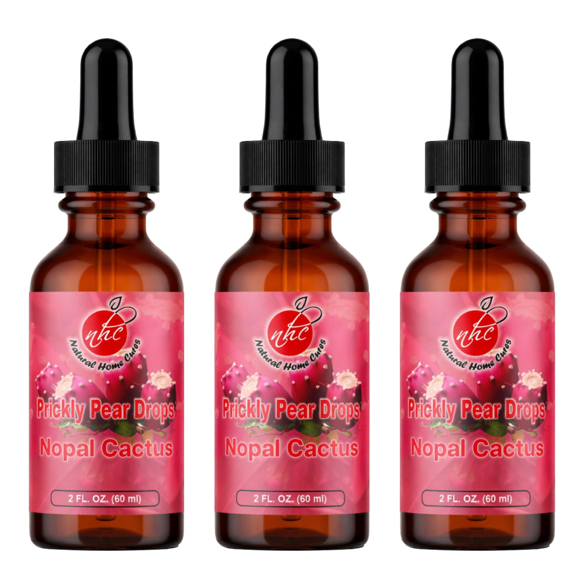 Gouttes de poire cactus avec B12, trois flacons de 60 ml chacun