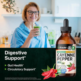 Gouttes de poivre de cayenne BIO KRAUTER dans un verre d'eau