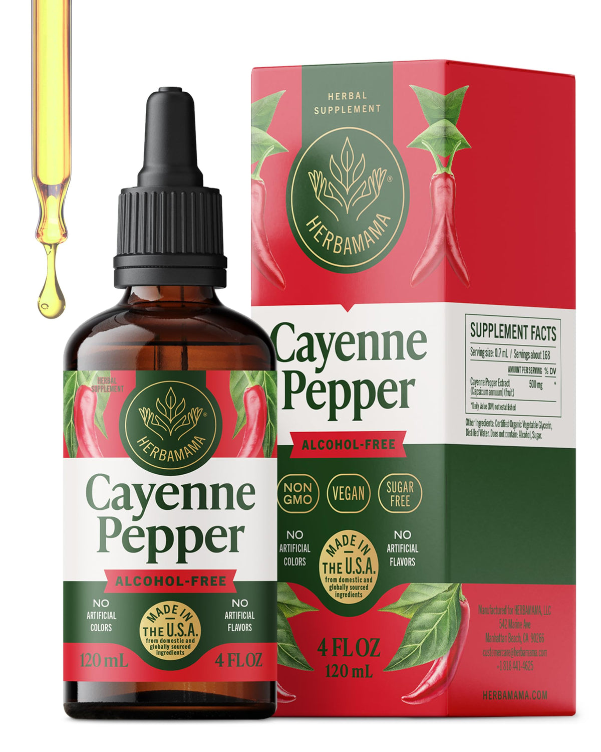 Gouttes de poivre de cayenne HERBAMAMA 281g vue avant