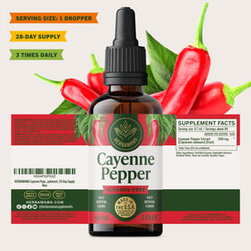 Gouttes de poivre de cayenne HERBAMAMA dans un verre d'eau