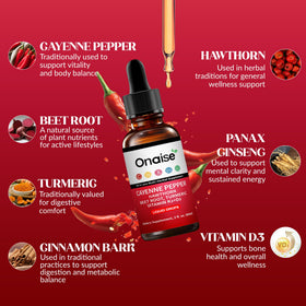 Gouttes de Poivre de Cayenne ONAISE sur fond neutre