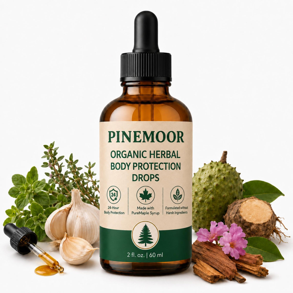 Gouttes de Protection Corporelle Pinemoor QUJLOR 60 mL flacon compte-gouttes