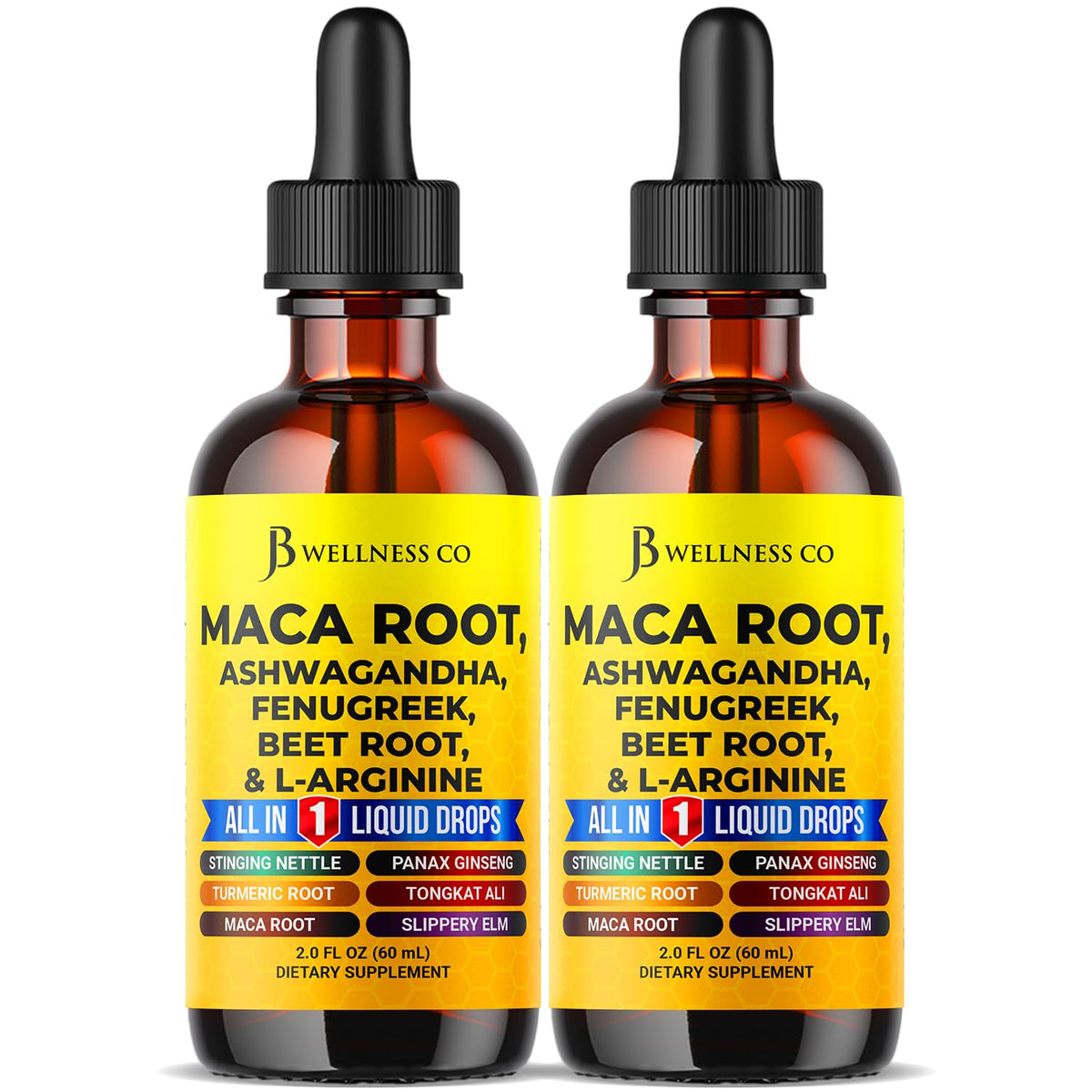 Gouttes de racine de maca 118 ml avec étiquette visible