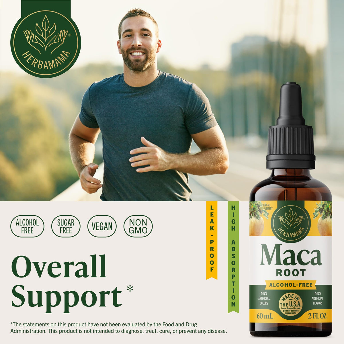 Gouttes de racine de Maca HERBAMAMA, compte-gouttes ouvert