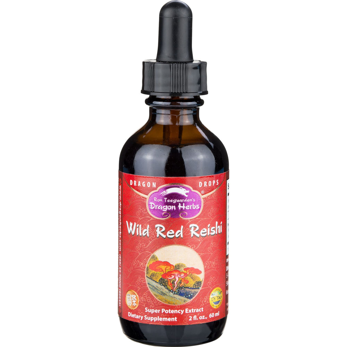 Gouttes de Reishi Rouge Sauvage de Dragon Herbs, flacon avant