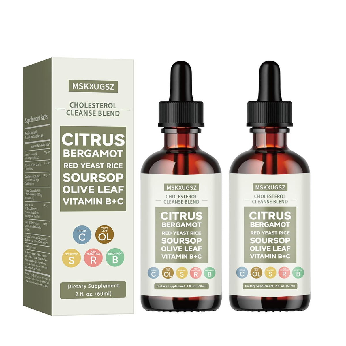 Gouttes de Riz Rouge MSKXUGSZ 2 fl oz avec packaging