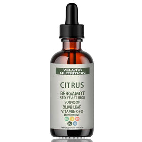 Gouttes de Riz Rouge velora 2 fl oz avec étiquette visible