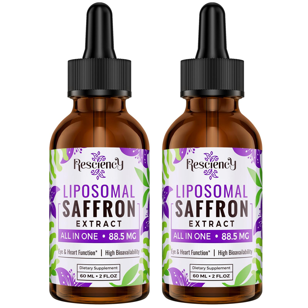 Gouttes de saffran liposomal Resciency, flacon de 60 ml