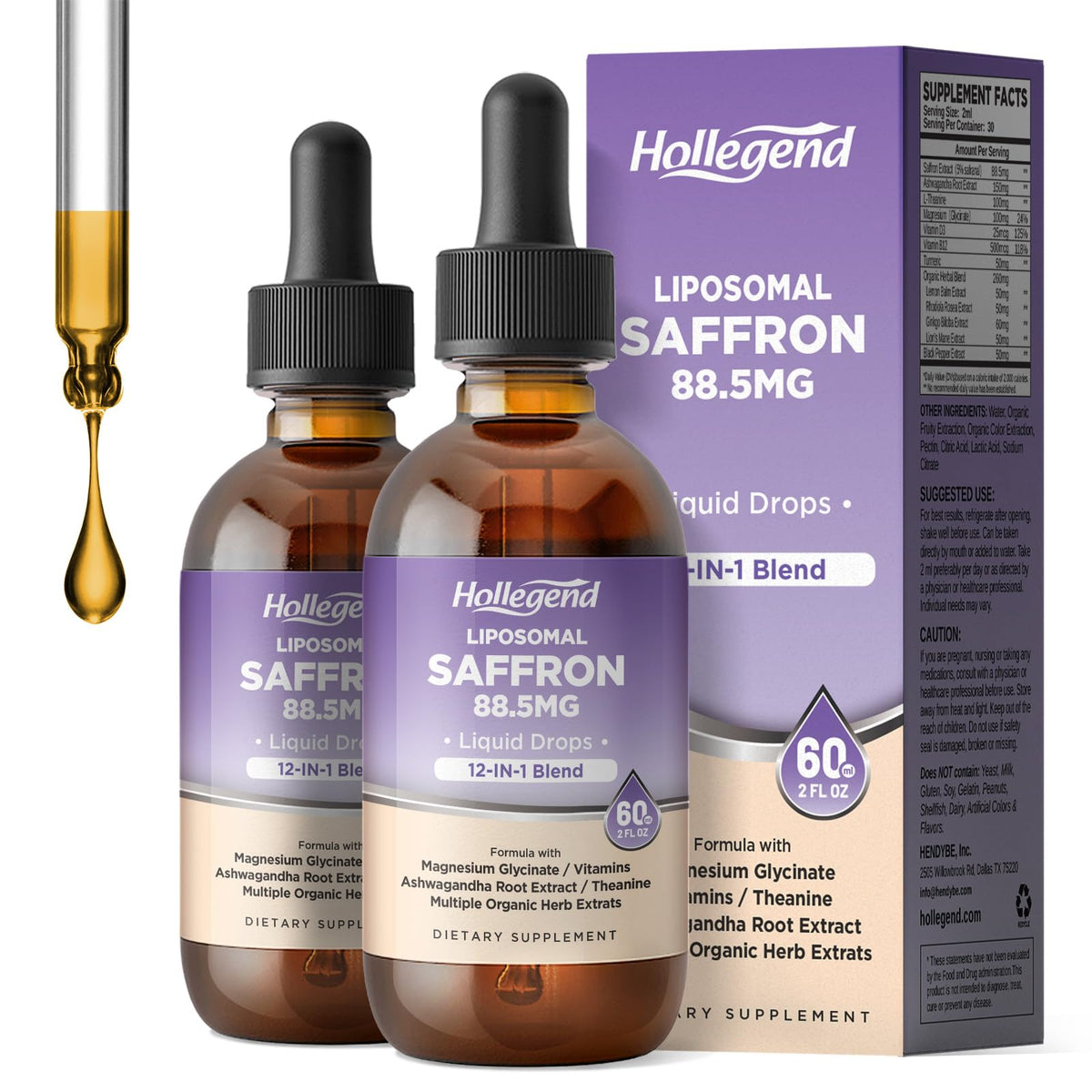 Gouttes de safran liposomales HOLLEGEND en flacon