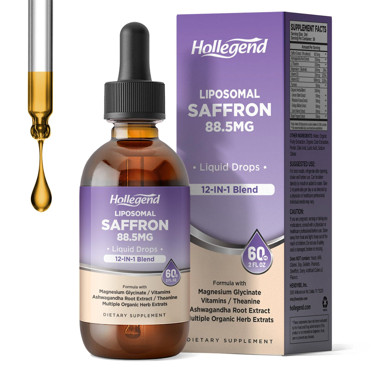Gouttes de safran liposomales HOLLEGEND flacon avant