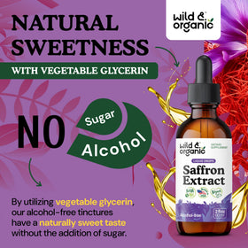 Gouttes de safran Wild & Organic dans un verre