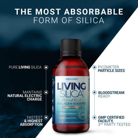 Gouttes de Silice Living Silica à côté de produits végétaliens