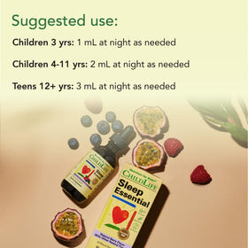 Gouttes de Sommeil CHILDLIFE ESSENTIALS et une notice d'utilisation