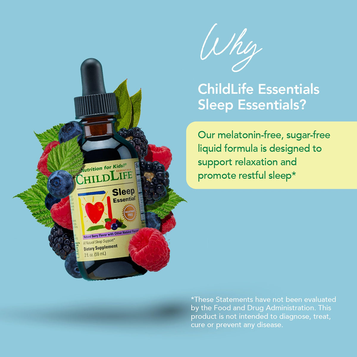 Gouttes de Sommeil CHILDLIFE ESSENTIALS versées dans une cuillère