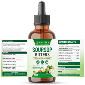 Gouttes de Soursop Bitters de Respira Botanicals dans une cuillère