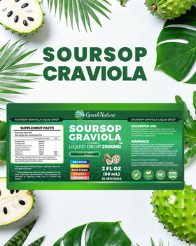Gouttes de soursop GparkNature avec étiquette de dosage