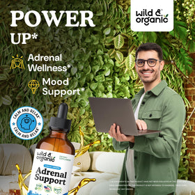 Gouttes de soutien surrénalien Wild & Organic avec étiquette