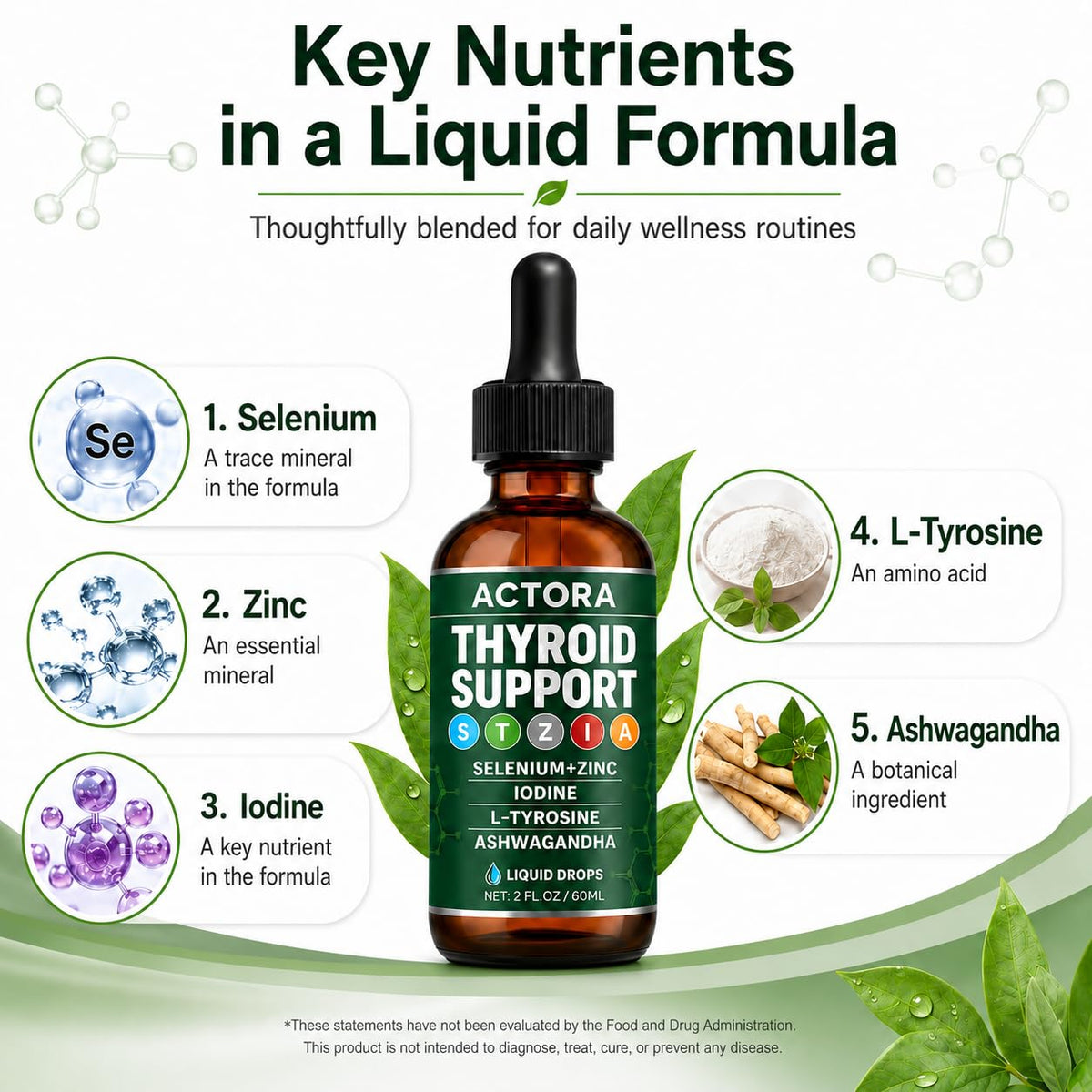 Gouttes de soutien thyroïdien actora 2 fl oz avec compte-gouttes