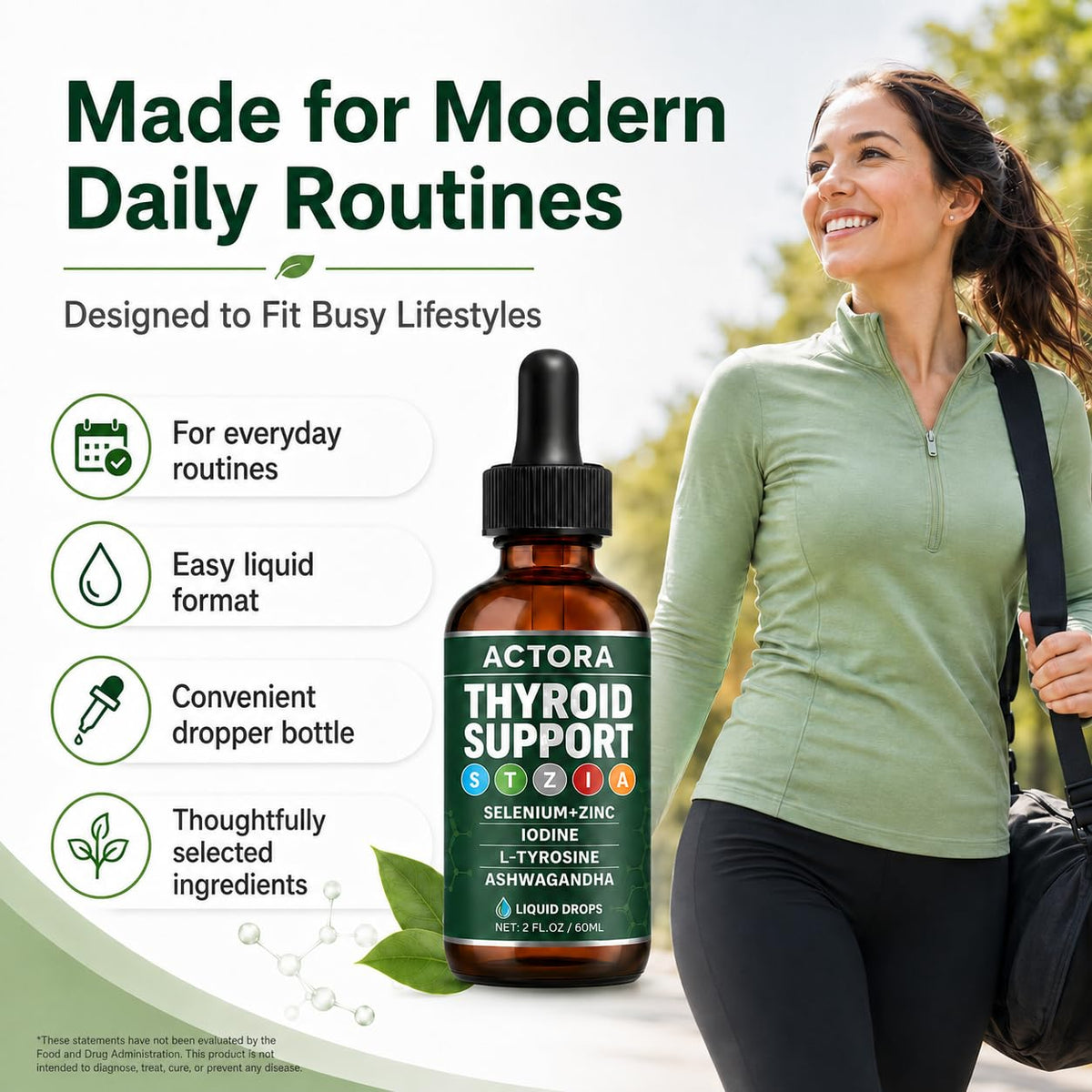 Gouttes de soutien thyroïdien actora 2 fl oz sur fond neutre