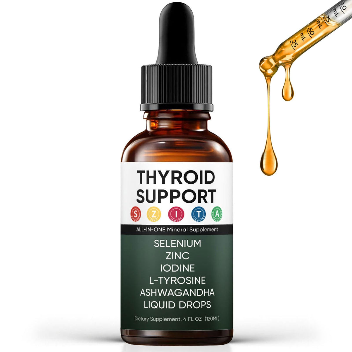 Gouttes de soutien thyroïdien GXSAE 120 mL avec bouchon compte-gouttes