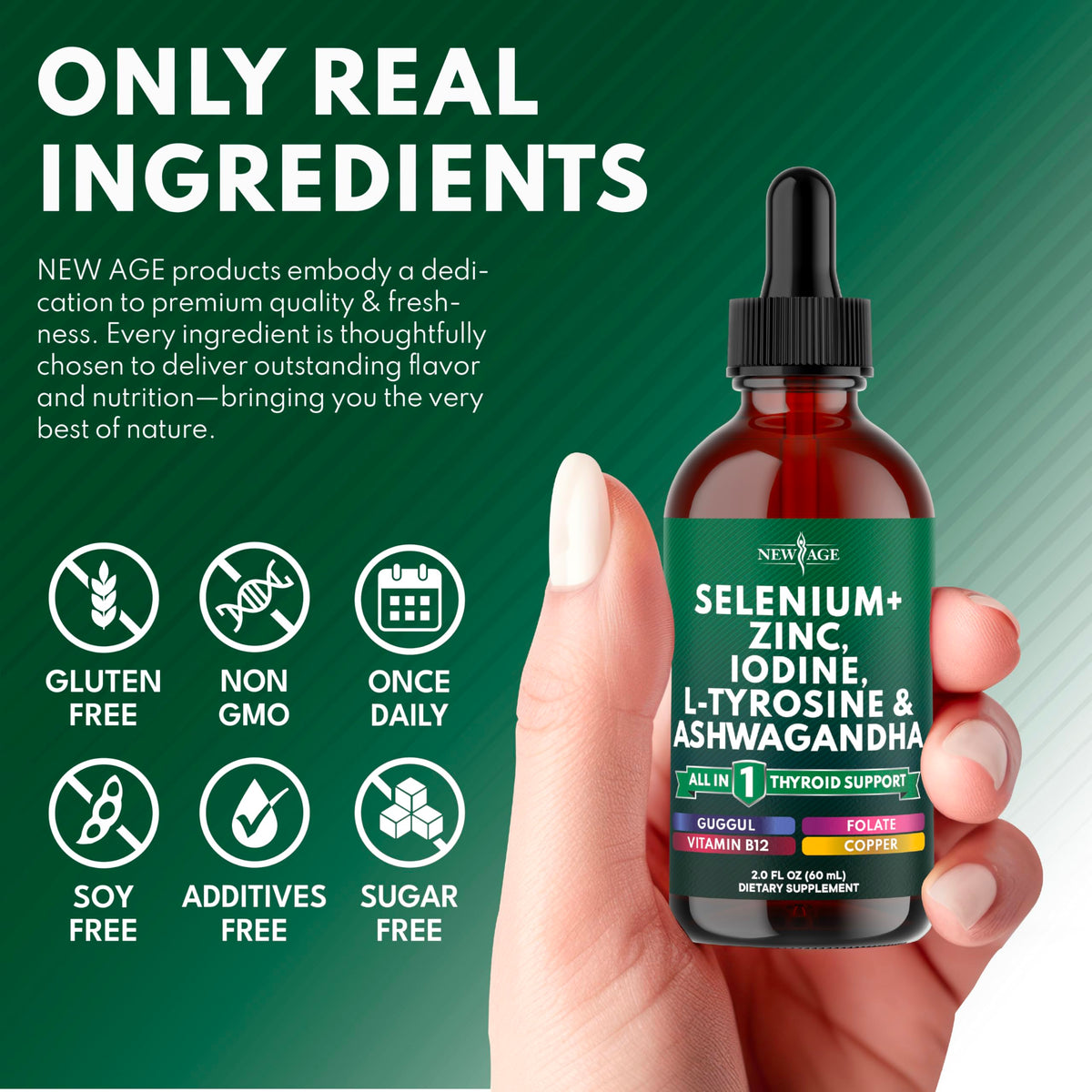 Gouttes de soutien thyroïdien NEW AGE 4 oz étiquette