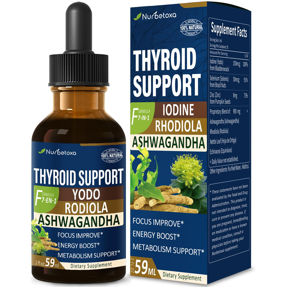 Gouttes de soutien thyroïdien Nurbetoxa en flacon de 150g