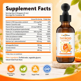 Gouttes de Soutien Thyroïdien Wellcatcher sur une table en bois