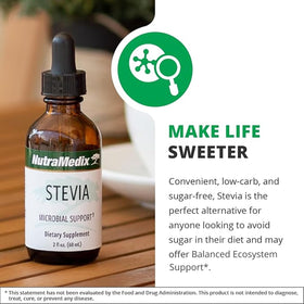 Gouttes de Stevia NutraMedix avec des feuilles de stevia