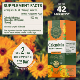 Gouttes de teinture de Calendula HERBAMAMA dans une cuillère