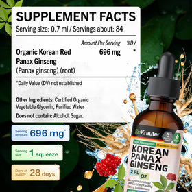 Gouttes de teinture de ginseng Panax versées dans un verre d'eau