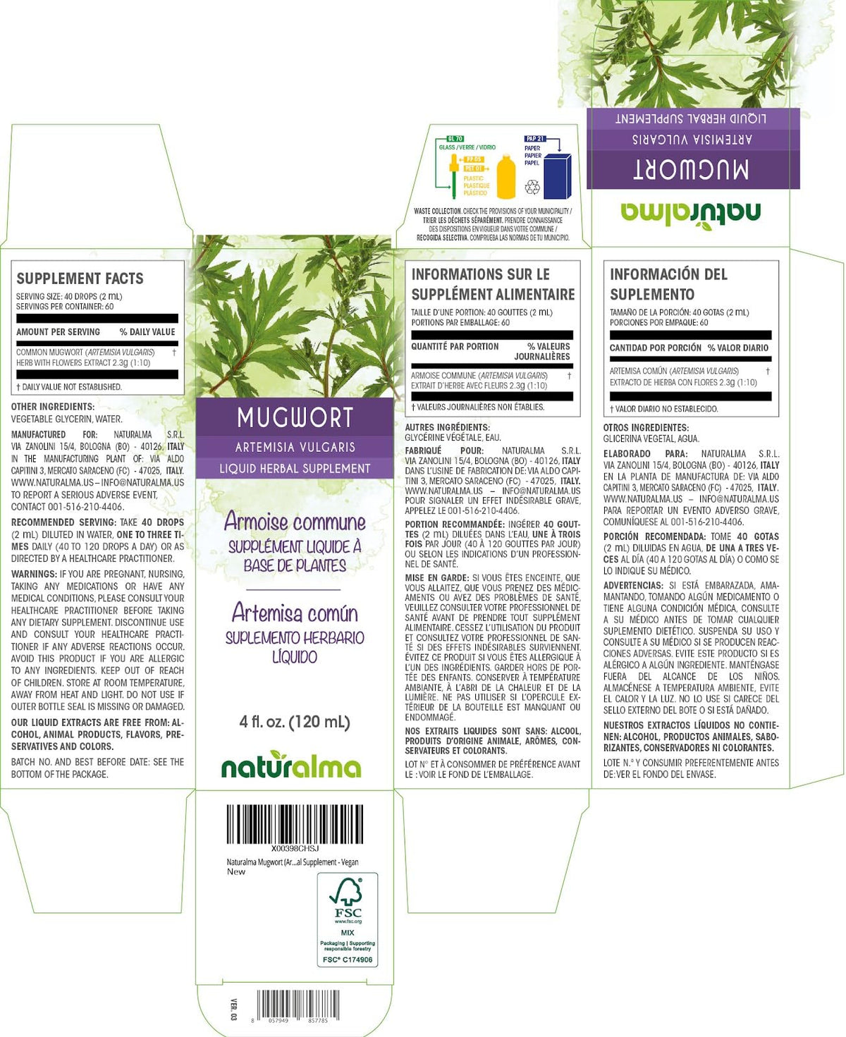 Gouttes de tisane d'Armoise Naturalma sur une cuillère