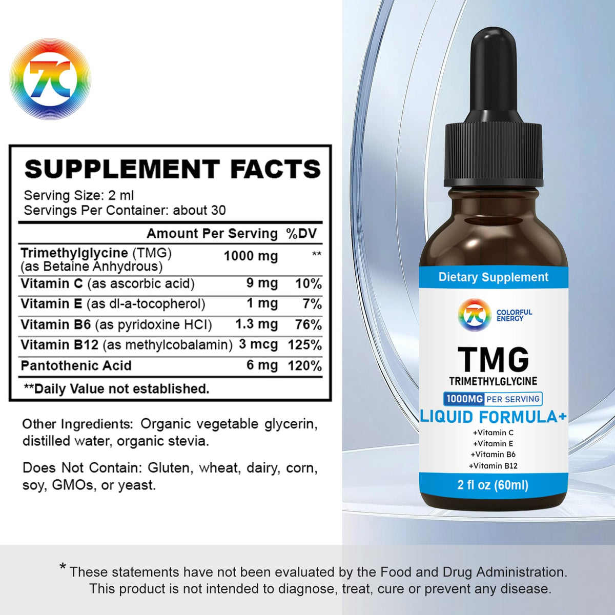 Gouttes de TMG 1000 mg avec pipette graduée pour dosage