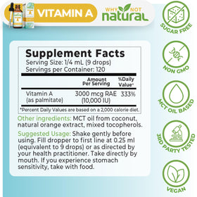 Gouttes de Vitamine A 10000 UI Why Not Natural avec huile MCT
