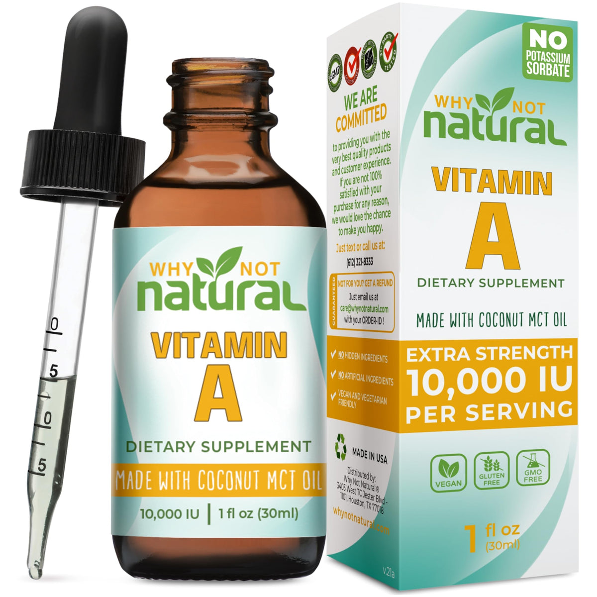 Gouttes de Vitamine A 10000 UI Why Not Natural flacon avant