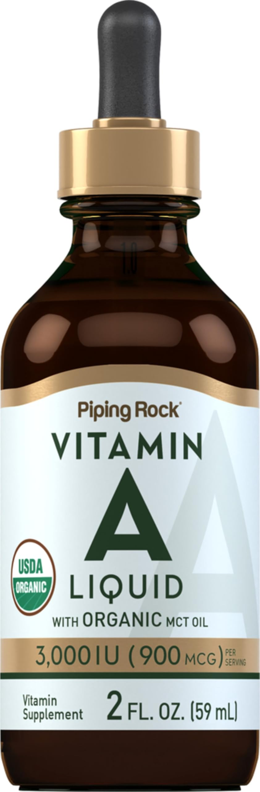 Gouttes de vitamine A liquide Piping Rock 2 fl oz avec flacon