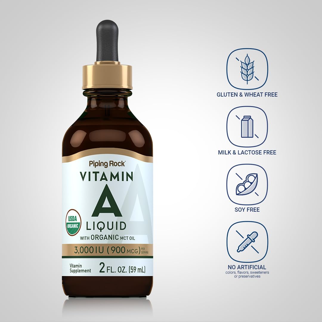 Gouttes de vitamine A Piping Rock avec compte-gouttes