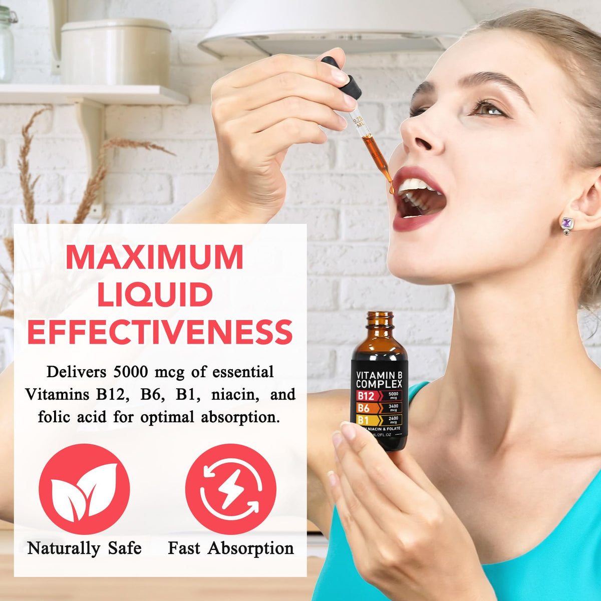 Gouttes de vitamine B Complexe AEBEFBAW avec verre d'eau