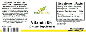 Gouttes de Vitamine B1 Herb-Science avec dosages visibles