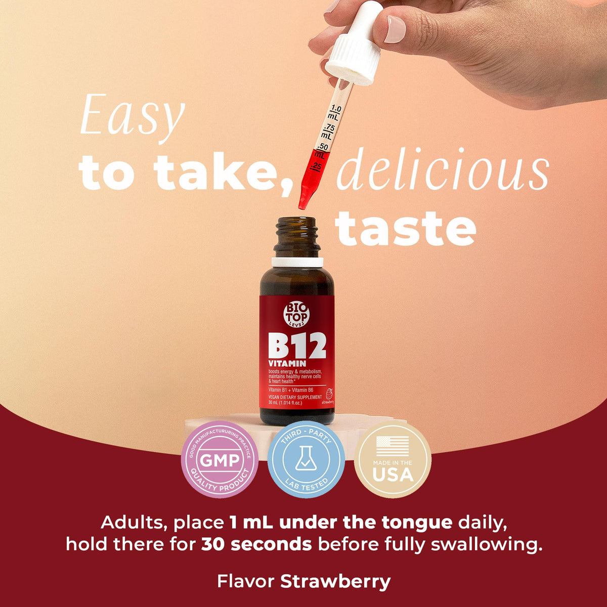 Gouttes de vitamine B12 BIOTOPLEVEL avec mesure de dosage