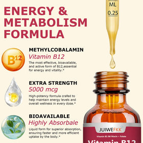 Gouttes de vitamine B12 JUIWEFKK sur une table avec un verre d'eau