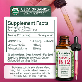 Gouttes de vitamine B12 liquide avec compte-gouttes