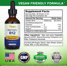 Gouttes de vitamine B12 Methylcobalamine d'aSquared Nutrition avec une cuillère doseuse