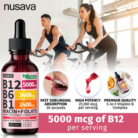 Gouttes de vitamine B12 NUSAVA avec une cuillère doseuse