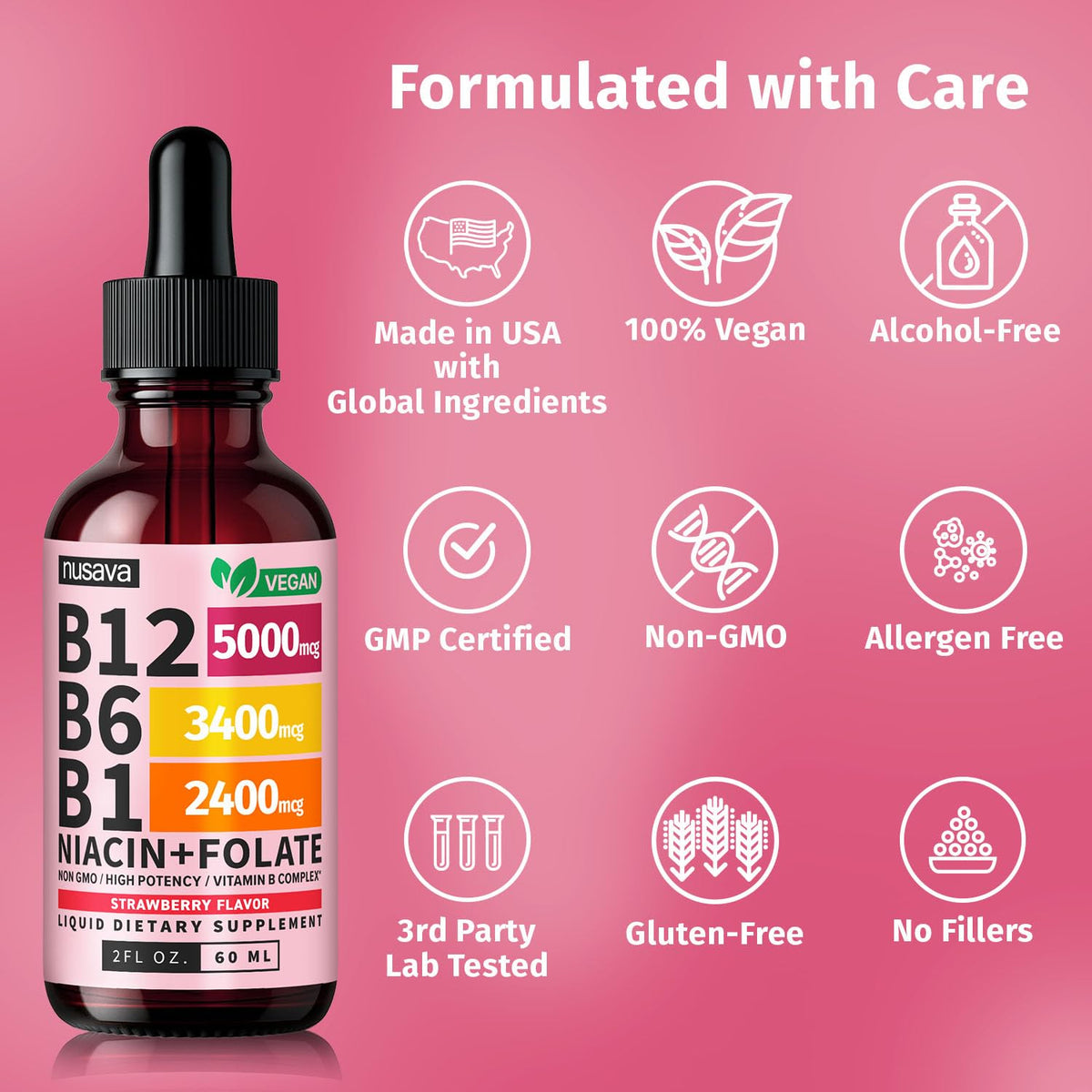 Gouttes de vitamine B12 NUSAVA dans un cadre de style de vie