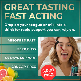 Gouttes de vitamine B12 WILD FUEL dans un verre d'eau