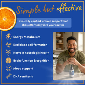 Gouttes de vitamine B12 WINDSOR BOTANICALS sur une cuillère