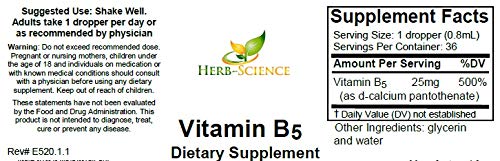 Gouttes de vitamine B5 Herb-Science avec pipette en verre