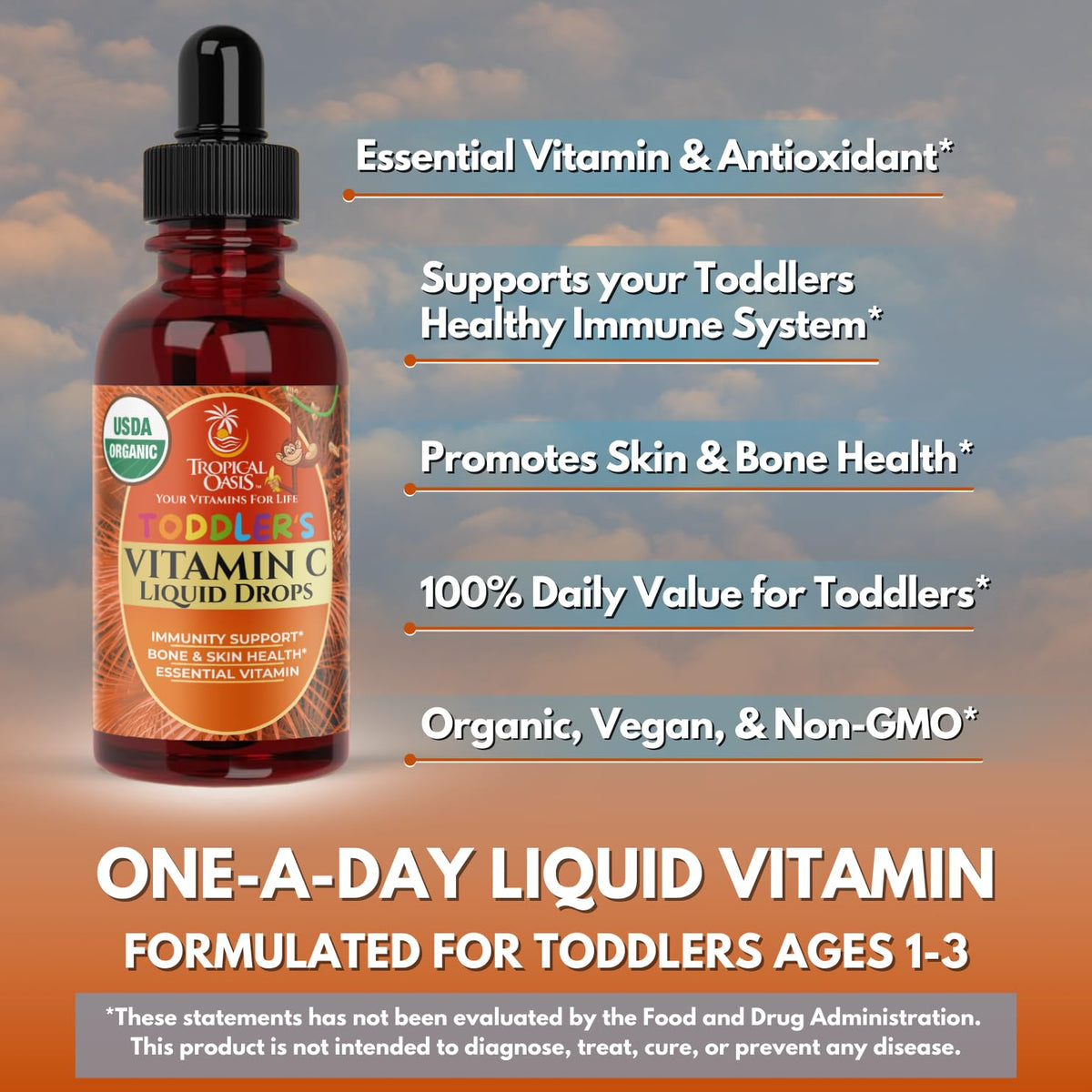 Gouttes de vitamine C bio Tropical Oasis avec des fruits d'acérola